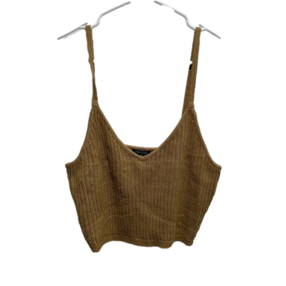𝅺WILD Fable Tank Sweater Womens XXL Brown Crop Ribbed Knit - Picture 1 of 5
